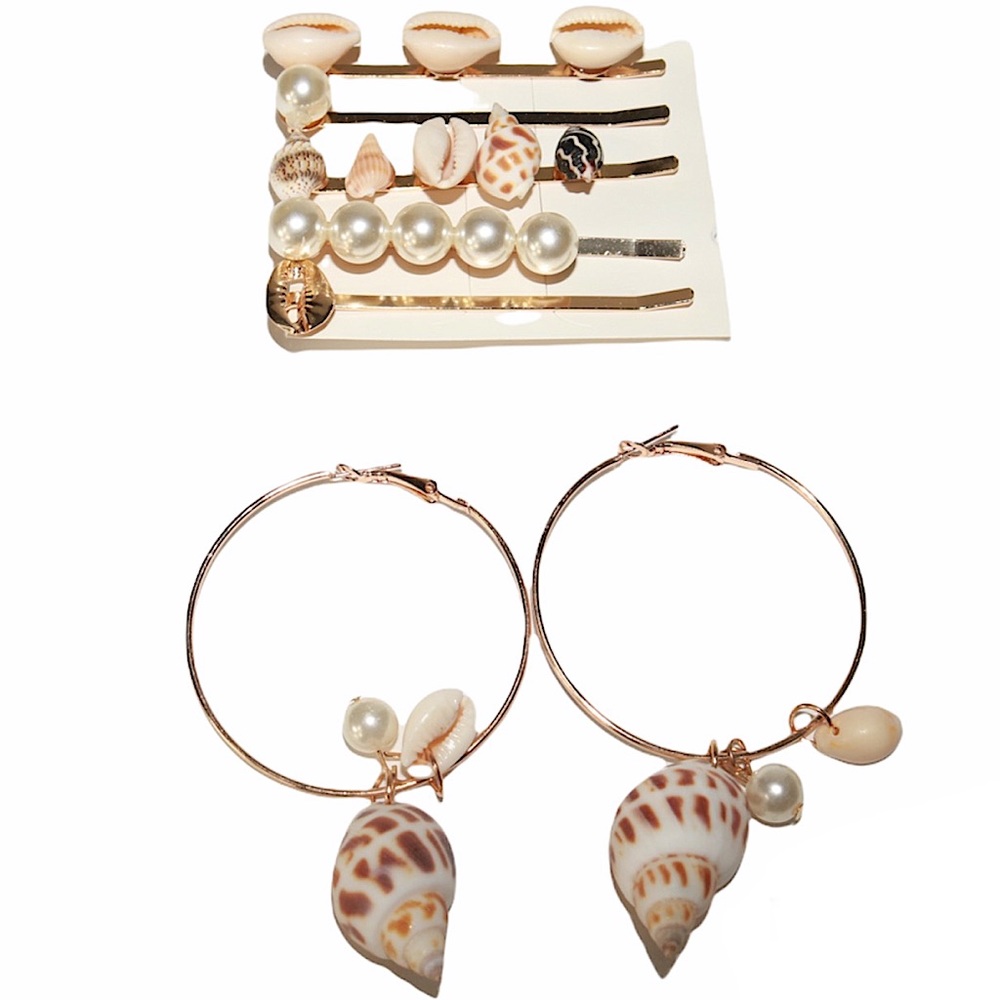 Shell Earrings & matching Hair pins